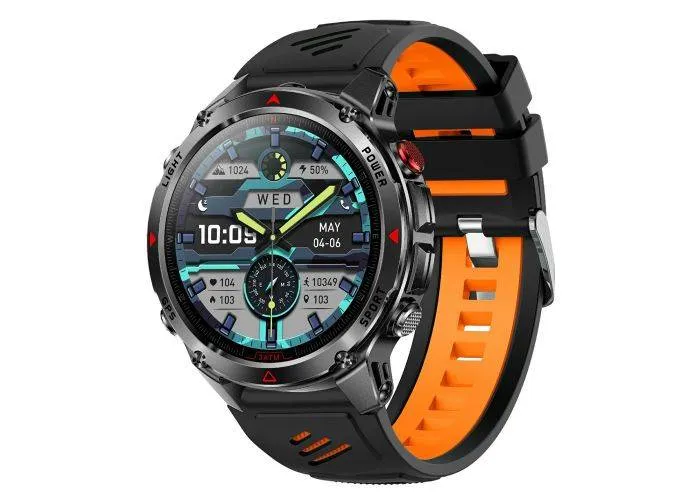 Smartwatch - Vandtæt 30m - Dansk sprog - puls/blodtryk - Bluetooth - Sort/Orange