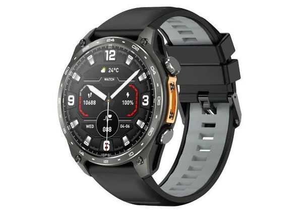 Smartwatch Amoled - Vandtæt 3ATM / Dansk sprog - Offline Map - iOS/Android - Sort