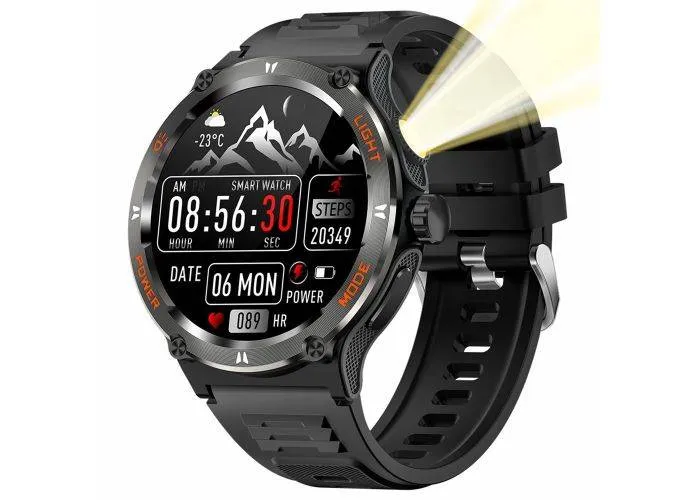 Smartwatch OUTDOOR -  Vandtæt, Bluetooth, Puls, Blodtryk - App m/ dansk sprog - Sort