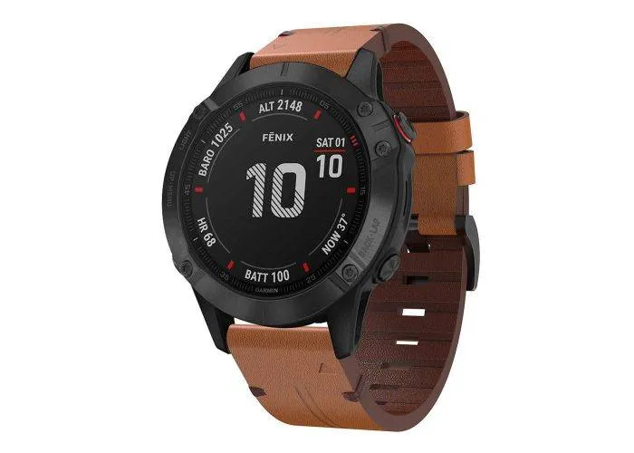 Garmin Fenix 6/Fenix 5 Plus/Fenix 5/Forerunner935 - Ægte læder urrem 22mm - Brun