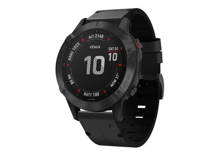 Garmin Fenix 6/Fenix 5 Plus/Fenix 5/Forerunner935 - Ægte læder urrem 22mm - Sort