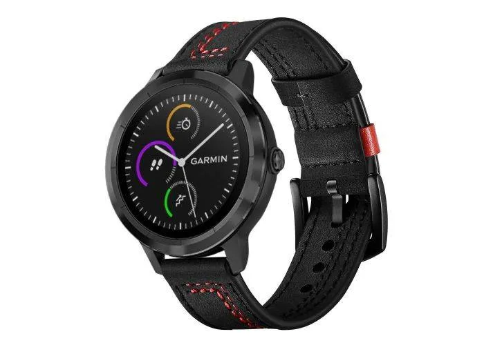 Garmin Vivoactive 3 / Vivomove HR - Design Ægte læder urrem - Sort