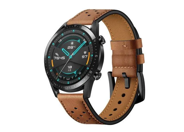 Galaxy Watch / Huawei Watch / Garmin Vivoactive 4 - Ægte læder rem 22mm - Brun