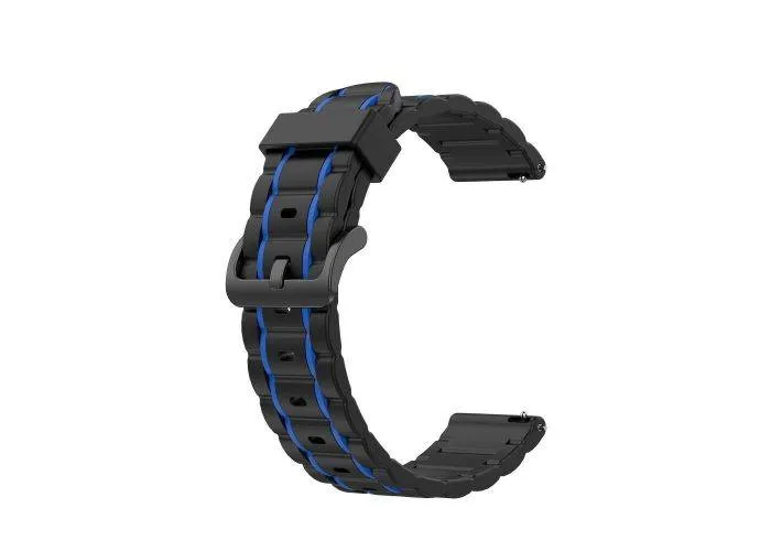 Samsung Galaxy Watch 46mm/Watch 3 45mm - Vertical urrem i silikone 22mm - Sort/mørkeblå