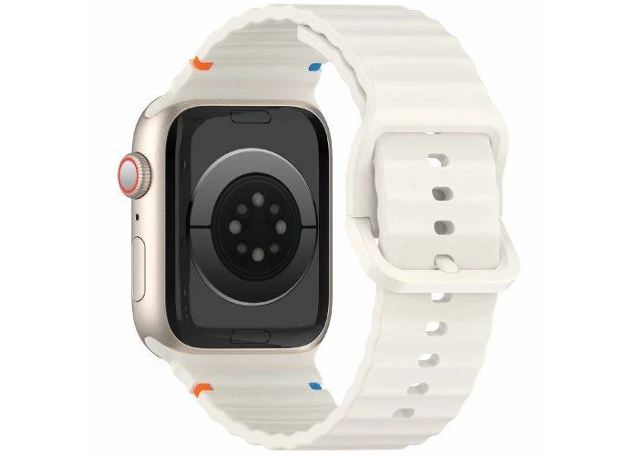 Apple Watch 10 46mm / 9/8/7/6/5/4/3/2/1/SE - 45/44/42mm / Watch Ultra / Ultra 2 - Silikone urrem - Starlight