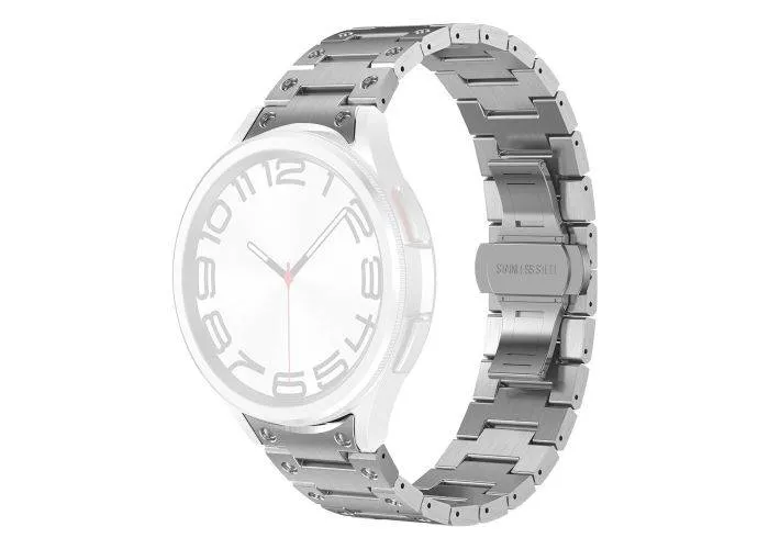 Samsung Galaxy Watch7 /6 /5 / FE -  44/40mm - Urrem i rustfrit stål - Justerbar længde - Sølv