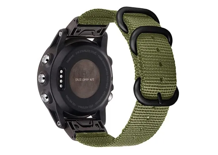 Garmin Fenix 7S / 6S Pro / 5S Plus - Urrem i tekstil 20mm med spænde i rustfrit stål - Grøn