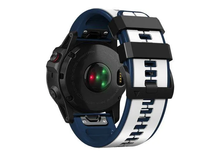 Garmin Fenix 7X / Fenix 6X - Silikone rem 26mm - Hvid/Blå