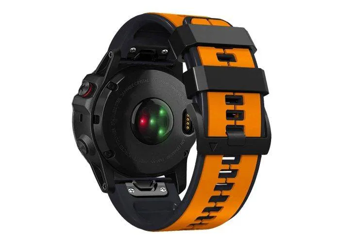 Garmin Fenix 7X / Fenix 6X - Silikone rem 26mm - Orange/Sort