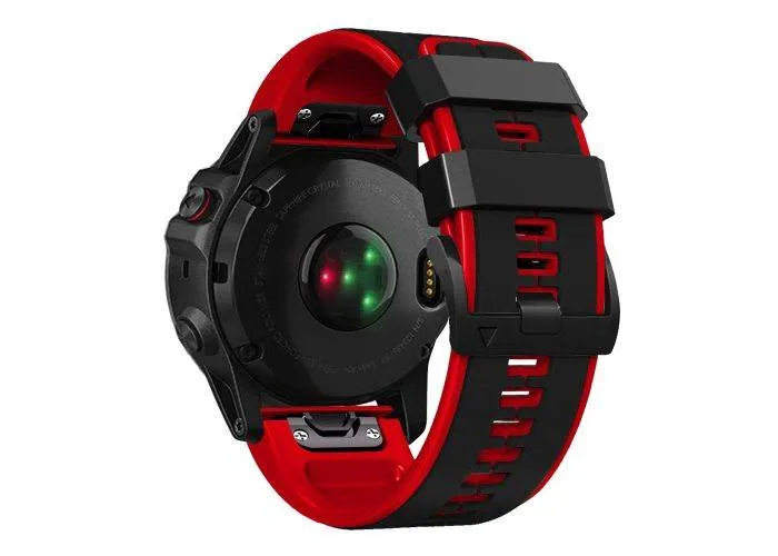 Garmin Fenix 7X / Fenix 6X - Silikone rem 26mm - Sort/Rød