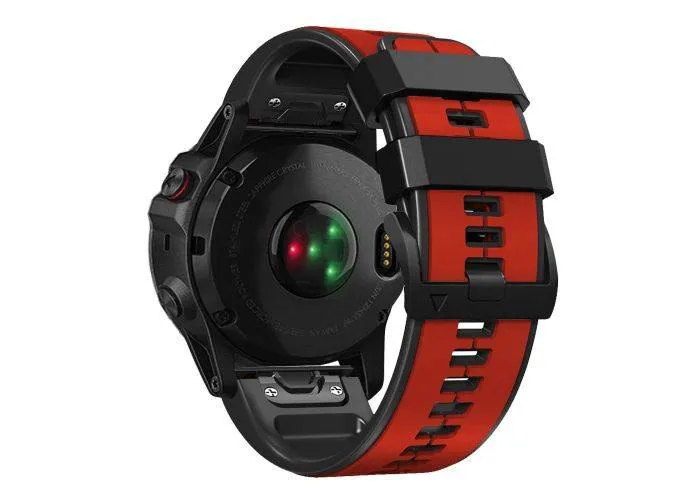 Garmin Fenix 7X / Fenix 6X - Silikone rem 26mm - Rød/Sort