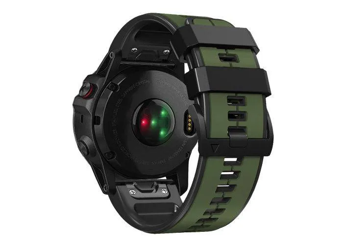 Garmin Fenix 7X / Fenix 6X - Silikone rem 26mm - Militærgrøn/Sort