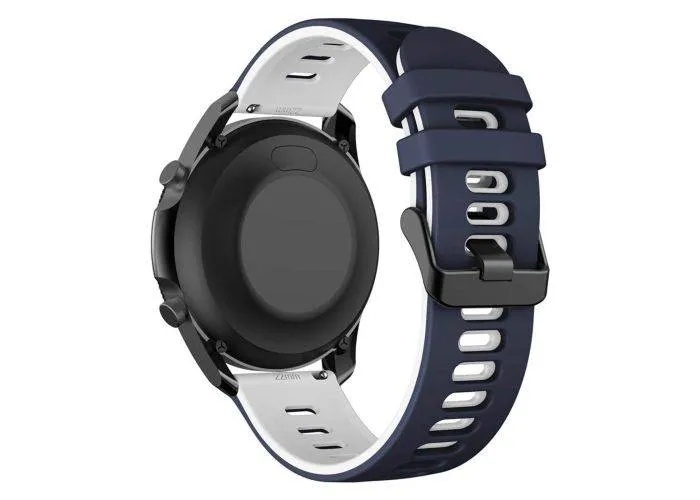 Samsung Galaxy Watch3 45mm / Huawei Watch 3 - Silikone rem 22mm - Midnatsblå/Hvid