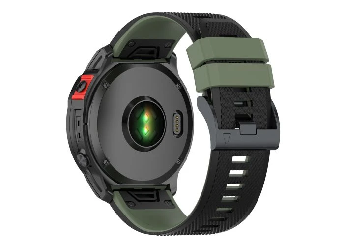 Garmin Fenix 8 / 8 Pro / 7X / 7X Pro - Silikone urrem 26mm - Sort/grøn
