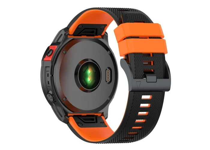 Garmin Fenix 8 / 8 Pro / 7X / 7X Pro - Silikone urrem 26mm - Sort/orange