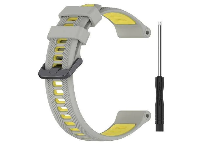 Garmin EPIX gen2 / Fenix 7 - Silikone urrem 22 mm - Længde 126mm+91mm - Grå/Gul