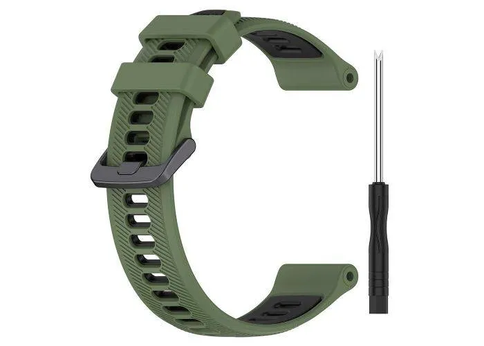 Garmin EPIX gen2 / Fenix 7 - Silikone urrem 22 mm - Længde 126mm+91mm - Militærgrøn/sort