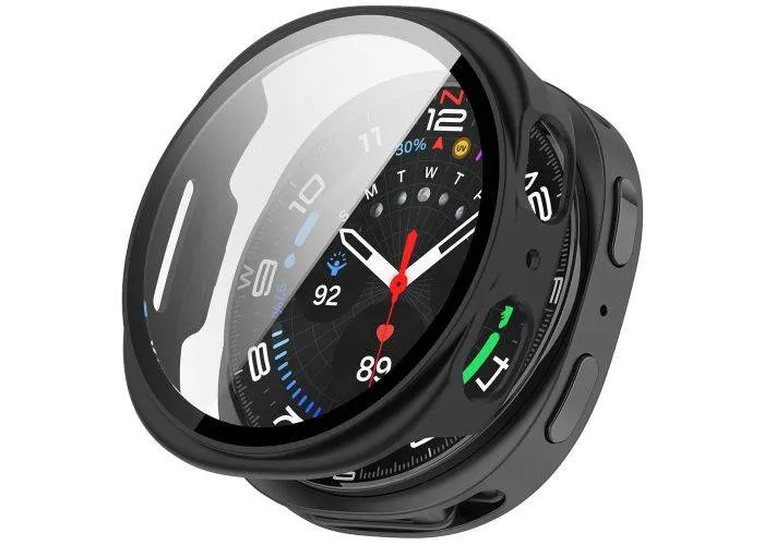 Samsung Galaxy Watch8 44mm - Shockproof cover med hærdet skærmbeskytter -  Mat sort