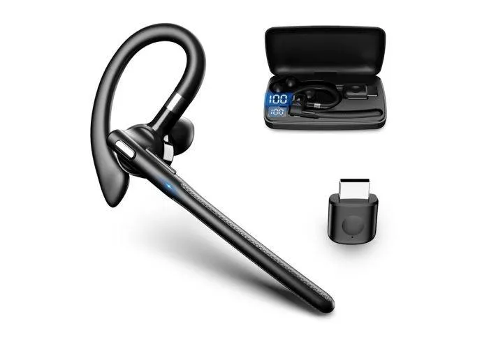 Trådløst Headset YYK-526 Noise Cancelling m/ opladerbox - Til bil / kontor - Sort