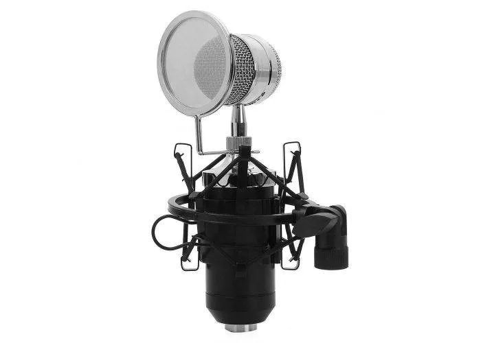 BM-8000 kondensator mikrofon - 3.5mm stik - Med holder - Til karaoke / musik / Pc mikrofon