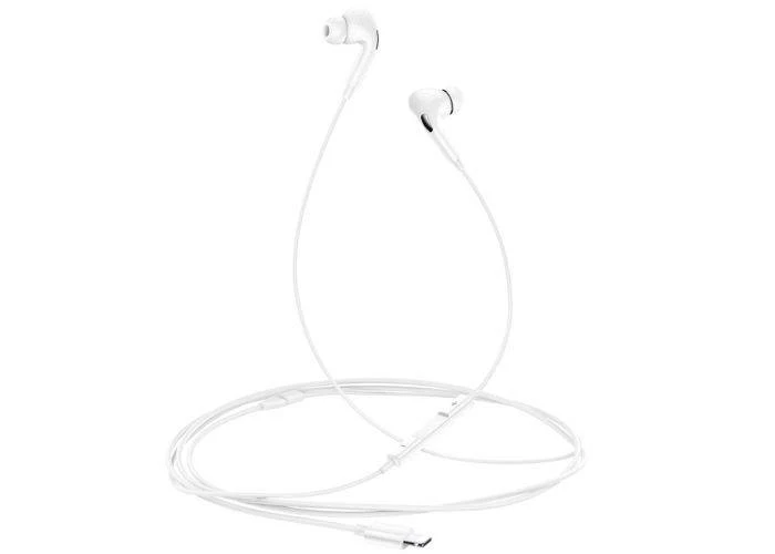 USAMS In-Ear høretelefoner med Lightning stik - med mikrofon og kontrolpanel - hvid