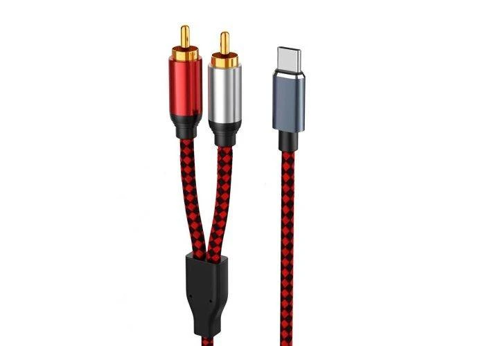 USB-C til 2 x RCA phono lydkabel - Guldbelagt - 0.5 m