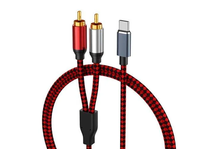 USB-C til 2 x RCA phono lydkabel - Guldbelagt - 1 m