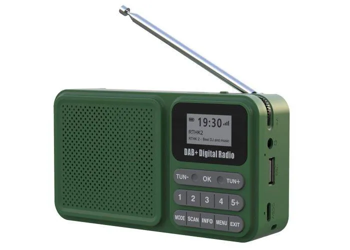 Solcelledrevet Radio P11 med DAB, FM og Bluetooth -Udskifteligt batteri -  Grøn