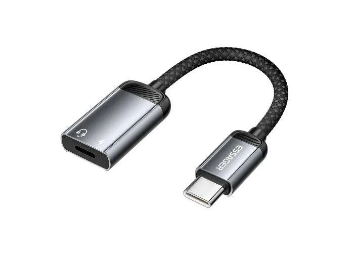 ESSAGER USB-C til USB-C 2-I-1 DAC adapter - Understøtter Audio og opladning