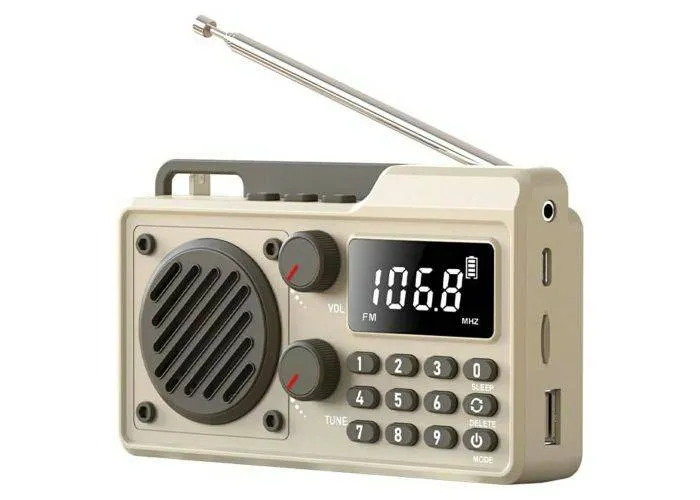 Trådløs radio med Bluetooth - FM / kortlæser / LCD display - Op til 18 Timers Musik