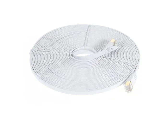 CAT-7 - Ethernet/Netværkskabel Fladt - RJ45 stik - 10 Gbps - 10 Meter - hvid