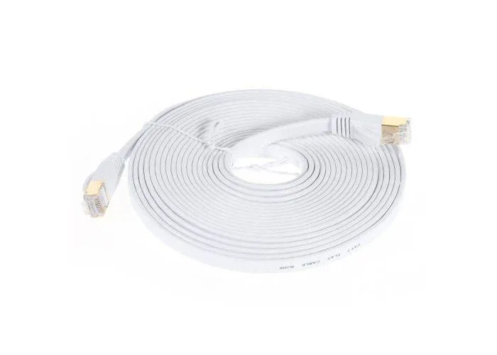 CAT-7 - Ethernet/Netværkskabel Fladt - RJ45 stik - 10 Gbps - 5 Meter - hvid