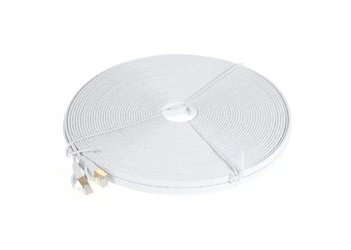 CAT-7 - Ethernet/Netværkskabel Fladt - RJ45 stik - 10 Gbps - 30 Meter - hvid
