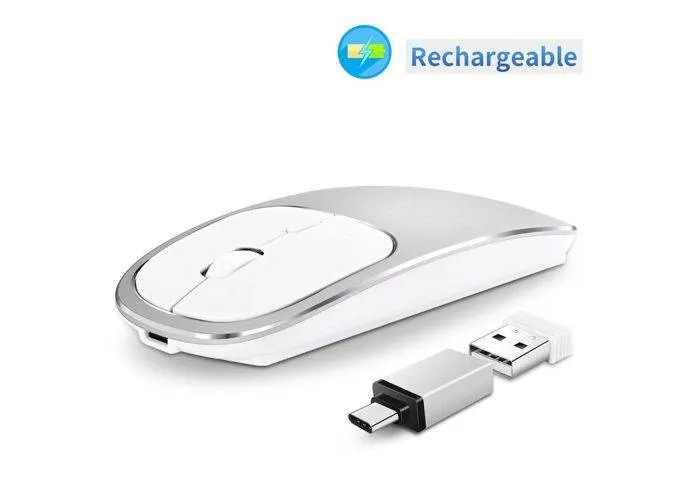 SILENT - Trådløs optisk mus - 2.4G - med USB modtager - Sølv