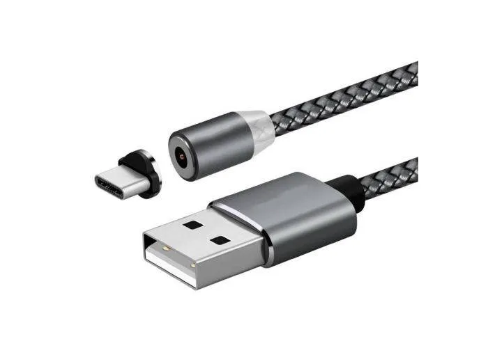 Type-C opladerkabel - Magnetisk design - LED indikator - 1m - Sort
