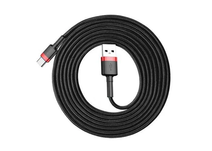 BASEUS Cafule Type-C USB oplader kabel 2A - 2M - Rød/Sort