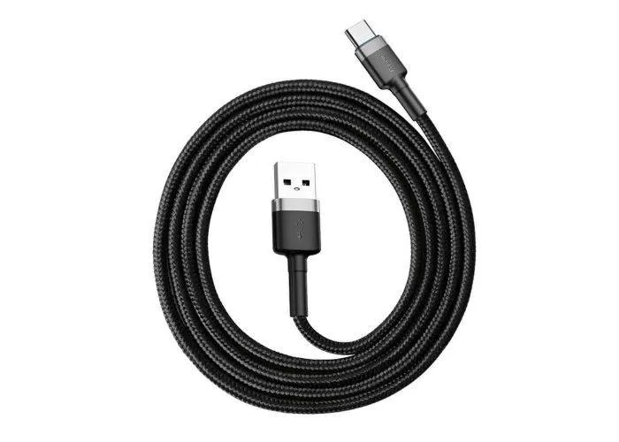 BASEUS Cafule Type-C USB HURTIG oplader kabel 3A - 1M - Grå/Sort
