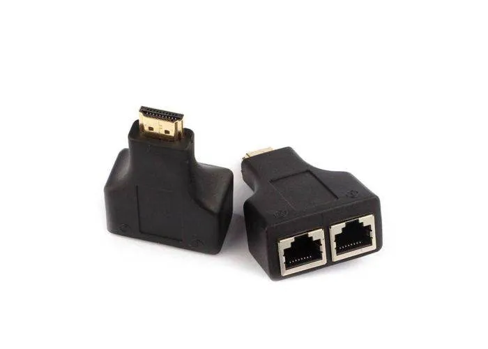 HDMI til 2x RJ45 netværkskabel adapter - Cat 5e/6 . 1080p Fuld HD (2stk.)