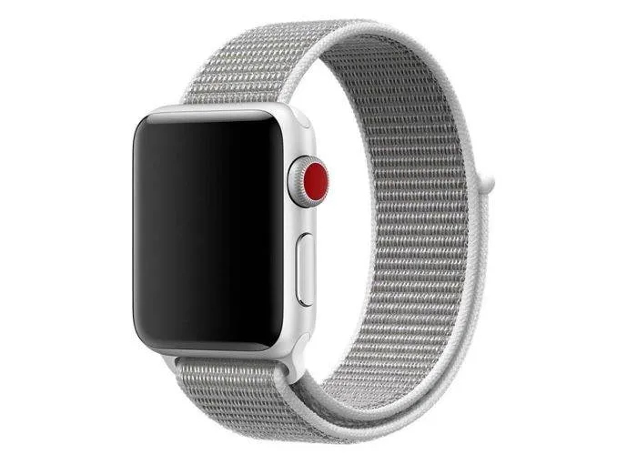Apple Watch 10 46mm / 9/8/7/6/5/4/3/2/1/SE - 45/44/42mm / Watch Ultra / Ultra 2 - Urrem i Nylon m/velcro - Hvid