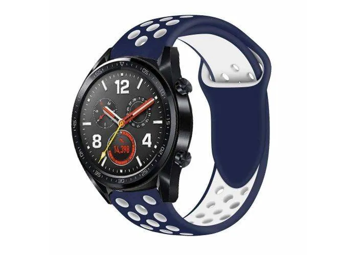 Huawei Watch GT - Silikone urrem - Åndbar - Blå/Hvid