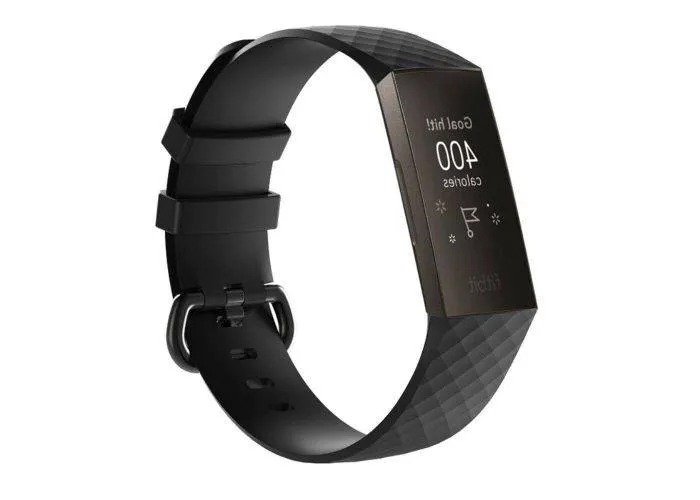 Fitbit Charge 3 / Charge 4 - Silikone armbånd Geo Design - Sort str. S