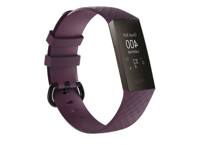 Fitbit Charge 3 / Charge 4 - Silikone armbånd Geo Design - Lilla str. S