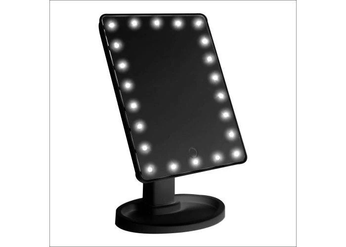 Make-Up spejl med LED lys - Justerbar vinkel - Sort