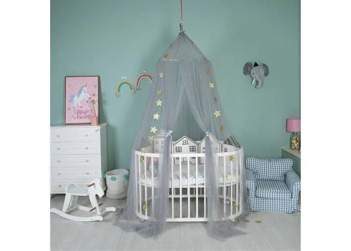 Myggenet - Dome Design til over baby / tremme seng - 300 x 60cm - Grå