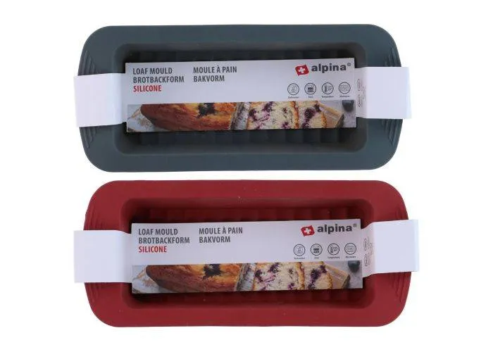Alpina silikone bageform 29.8x12.7x6.5cm - Ass. Grå/rød