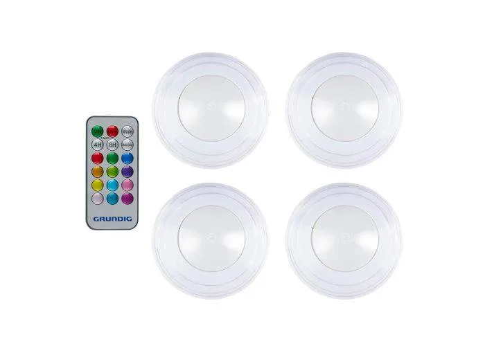 Grundig Trådløse LED spotlys - Med remote - Sæt med 4 stk.