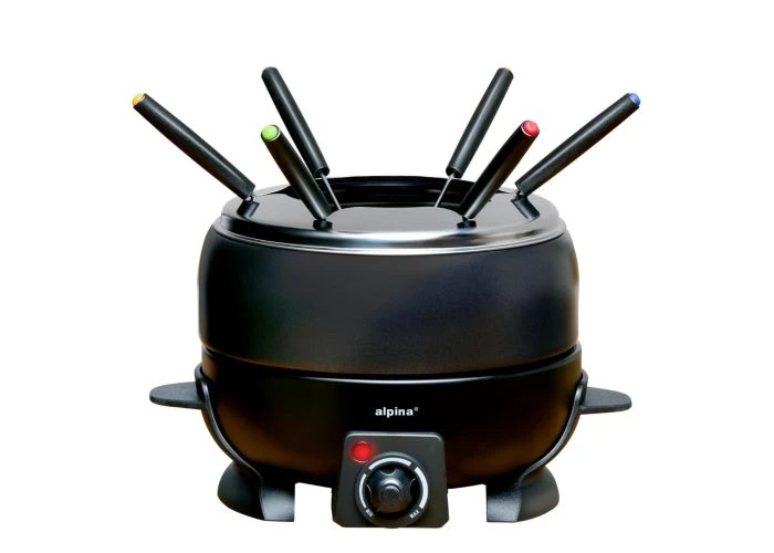Alpina elektrisk fonduesæt på 800W i rustfrit stål og non-stick - Sort