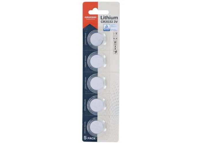 Grundig knapcellebatteri CR2032 / 200mAh - Pakke med 5 stk.