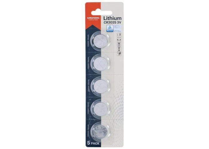 Grundig knapcellebatteri CR2025 / 150mAh - Pakke med 5 stk.