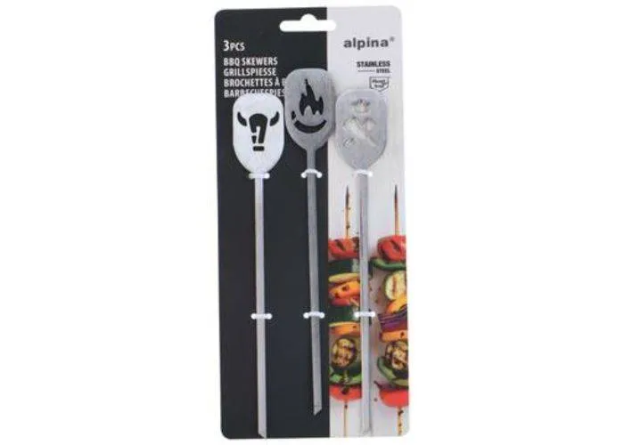 3-Pak Alpina BBQ Grillspyd i metal 18.5cm